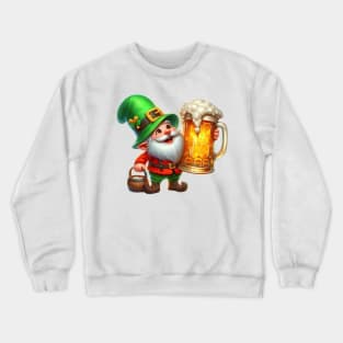 St Patricks Day Gnome Drinking Beer Crewneck Sweatshirt